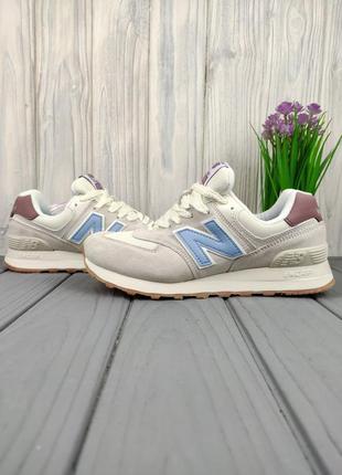 New balance 574 beige blue3 фото