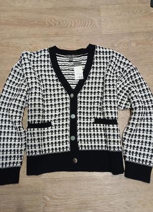 Стильный кардиган, лапки, клетка, оверсайз