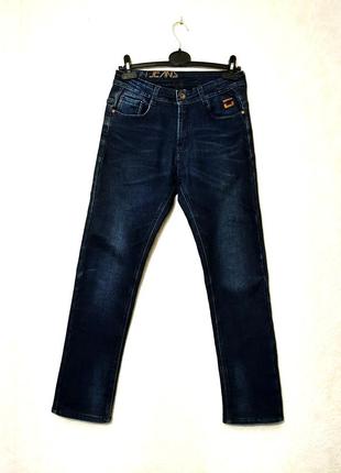 Florence&fred англия джинсы зима/деми тёмно-синие мужские флисовые внутри зауженные книзу