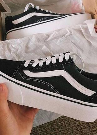 Кеди vans old skool black/white platform6 фото