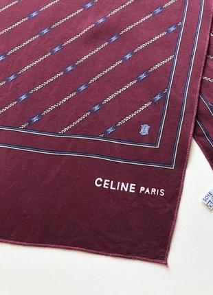 Celine paris люксовый шелковый шарф винтажный дизайнерский винтажный шарф шелк шарф винного цвета
