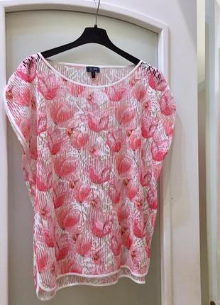 Нова.блуза брендова armani jeans flowers printed dropped shoulders blouse pink оригінал.  size 46 m/