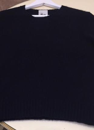 Преміум брендовий светр allude cashmere relaxed classy fit sweater navy зі свіжих колекцій  size m/l