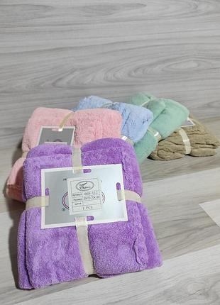 Набір рушників баня обличчя мікрофібра koloco рушник для бані3 фото