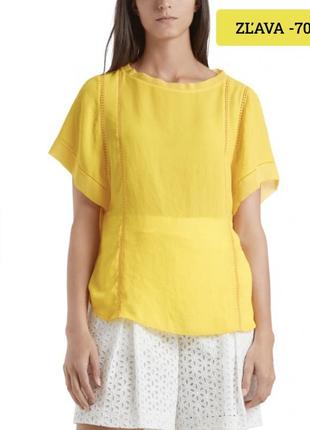 Нова.блуза брендова marc cain yellow dropped shoulders blouse with emboidery оригінал. зі свіжих кол