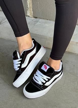 Женские кроссовки vans knu skool black/white premium platform