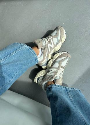 Женские кроссовки new balance 9060 white/brown