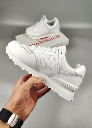 New balance 574 leather white6 фото