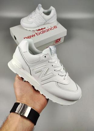 New balance 574 leather white2 фото