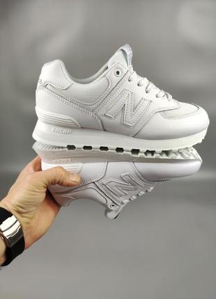 New balance 574 leather white3 фото