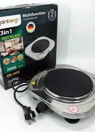 Электроплита одноконфорочная, электрическая плита  мощный чугунный нагреватель маленькая, компактная rb-009