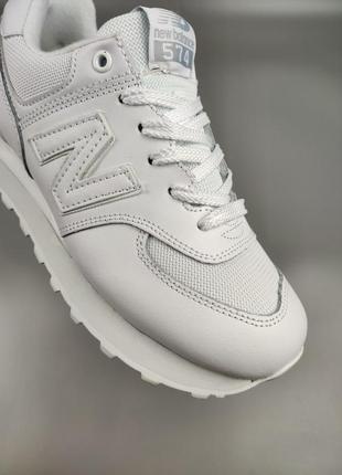 New balance 574 leather white4 фото