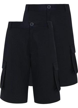 Шорти карго шкільні для хлопчика george темно-сині, костюмна тканина, розмір 146-152