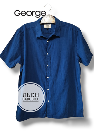 Мужская льняная тенниска хлопковая рубашка