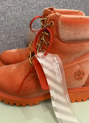 Оригинальные бархатные термо бутсы off-whitе x timberland.