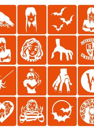 Набор трафаретов для био-тату wednesday nia-mart