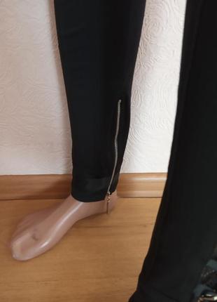 Чорні жіночі брюки-лосини зі штучної тканини, розмір xs7 фото