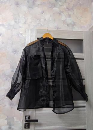 Рубашка черная из органзы бренд palones1 фото