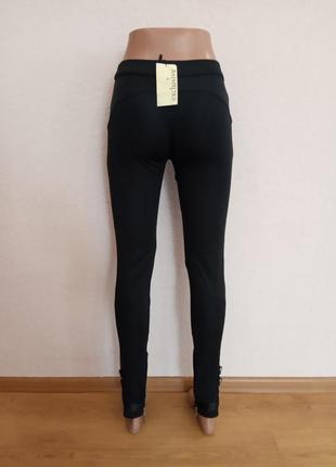 Чорні жіночі брюки-лосини зі штучної тканини, розмір xs10 фото