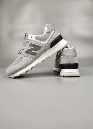 New balance 574 light gray reflective logo4 фото