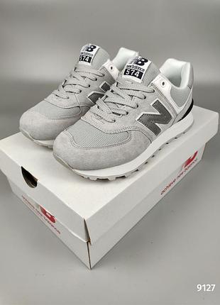 New balance 574 light gray reflective logo5 фото