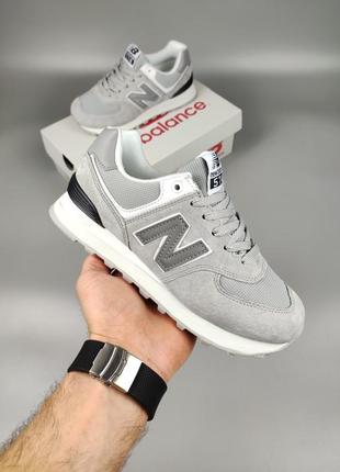 New balance 574 light gray reflective logo2 фото