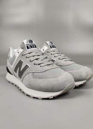 New balance 574 light gray reflective logo6 фото