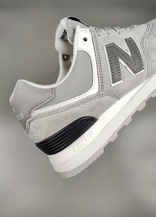 New balance 574 light gray reflective logo8 фото