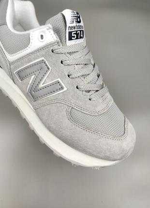 New balance 574 light gray reflective logo3 фото