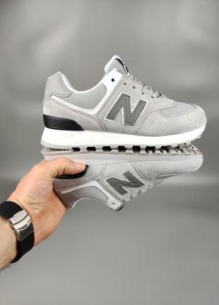 New balance 574 light gray reflective logo