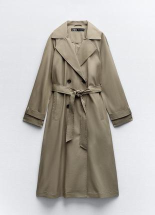 Тренч zara размер s классический стильный двубортный плащ