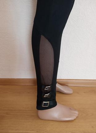 Чорні жіночі брюки-лосини зі штучної тканини, розмір xs1 фото