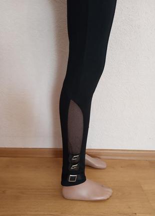 Чорні жіночі брюки-лосини зі штучної тканини, розмір xs5 фото