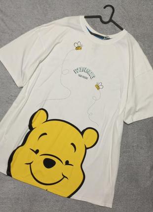 Женская удлиненная футболка батал disney winnie the pooh, размер 2xl-3xl, домашнее платье, ночная рубашка винни пух
