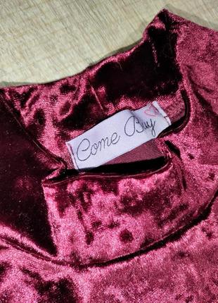 Велюровое платье бордового цвета бренда come buy3 фото