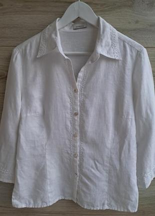 Белая рубашка лен льняная рубашка hirsch разм м1 фото
