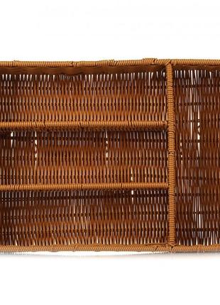 Кошик для столових приборів 34х26х6 см на 4 відділення (плетений пластик)