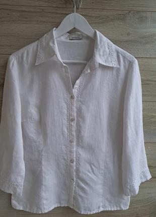 Белая рубашка лен льняная рубашка hirsch разм м3 фото