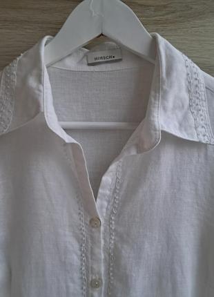 Белая рубашка лен льняная рубашка hirsch разм м2 фото