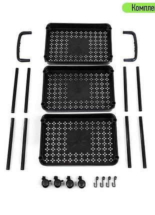 Етажерка мобільна триярусна універсальна пластикова чорна 41*25*72см sw-000021076 фото