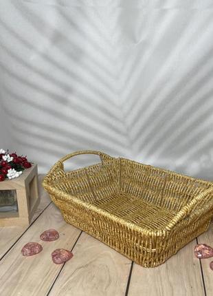 Кошик плетений пластиковий для хліба та фруктів із ручками 30х20х7 см