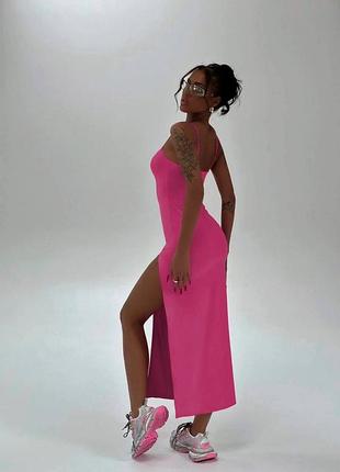 Платье платье миди майка с разрезом длинное по бретелям силуэтная приталенная