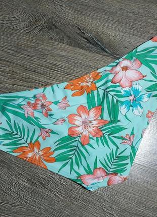 Плавки бірюзові в тропичный квітковий принт3 фото