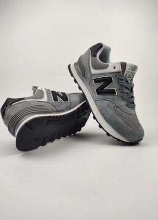 New balance 574 gray black10 фото