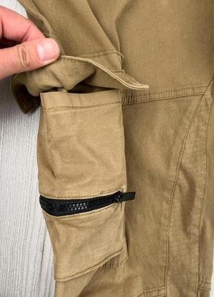 Карго штани bershka коричневі нові з кишенями трендові щільні тягнуться6 фото