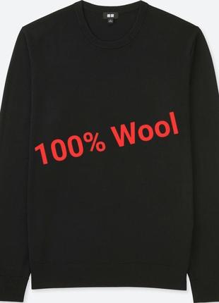 Крутой шерстяной свитер чёрного цвета от культового бренда uniqlo, 💯 оригинал