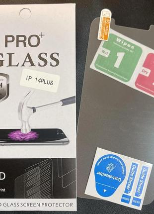 Защитное стекло glass pro для iphone 14 plus прочностью 9н