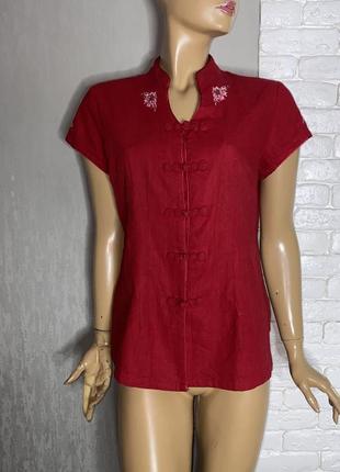 Льняная блуза блуза в японском стиле лен