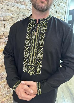Вишиванка як у президента зеленського, вишиванка чоловіча колір чорний і хакі, мужская...