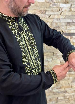 Вишиванка як у президента зеленського, вишиванка чоловіча колір чорний і хакі, мужская...